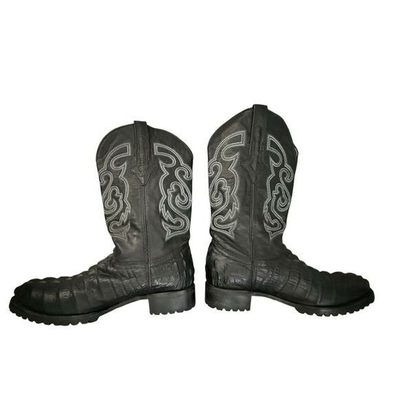 El Presidente Gold Cowboy Professional Black Crocodile Motorcycle Boot Men 13 main image 6